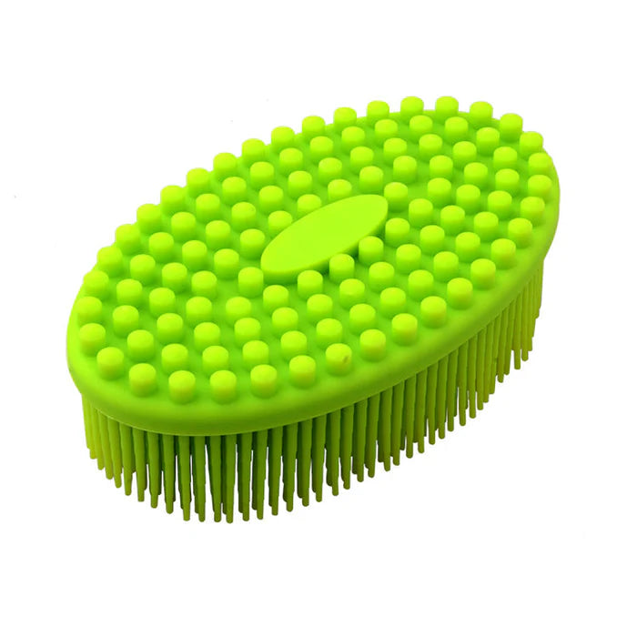 “Escova sensorial roxa com cerdas de silicone para terapias e bem-estar”