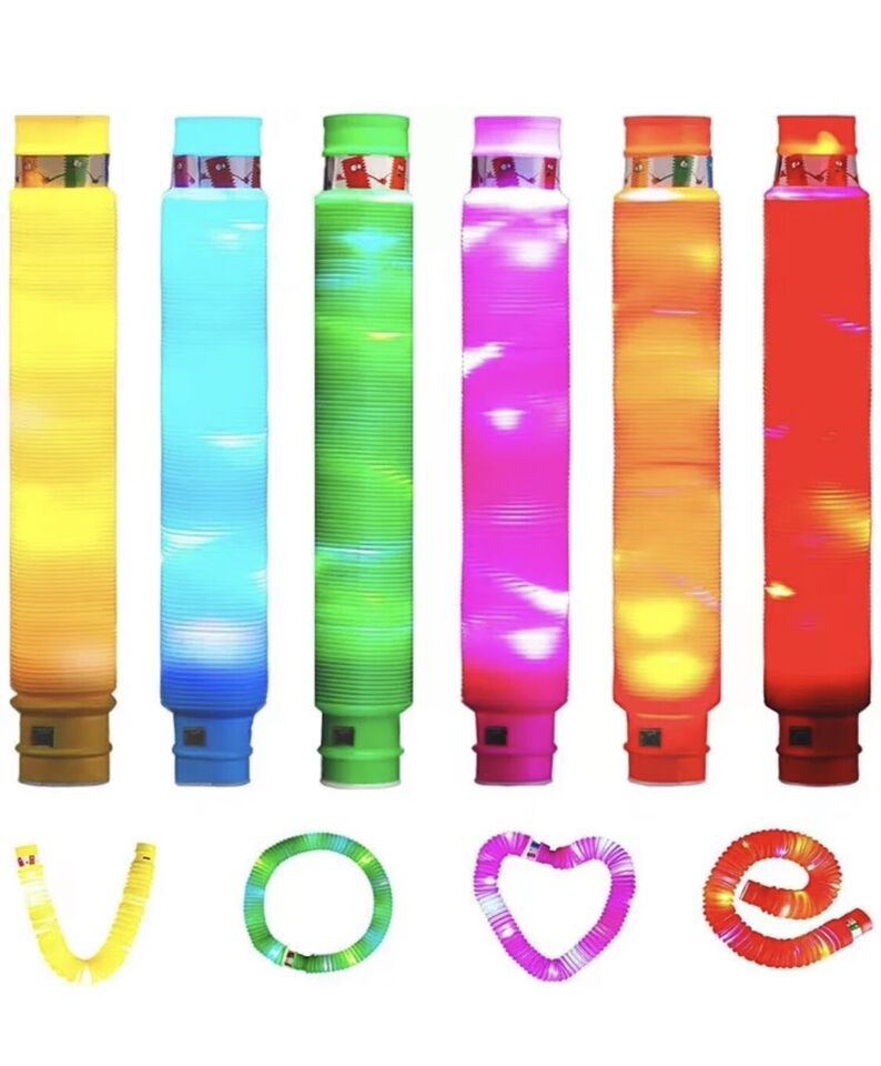 “Fidget Pop Tube com LED colorido para alívio do estresse e estímulo sensorial”