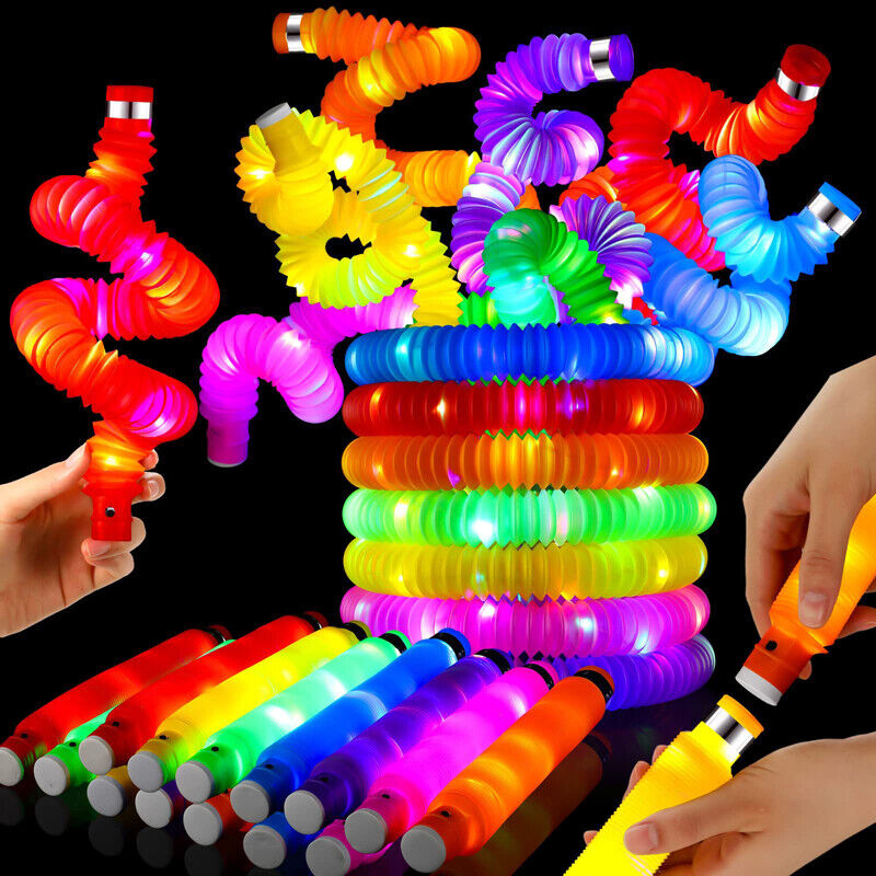 “Fidget Pop Tube com LED colorido para alívio do estresse e estímulo sensorial”