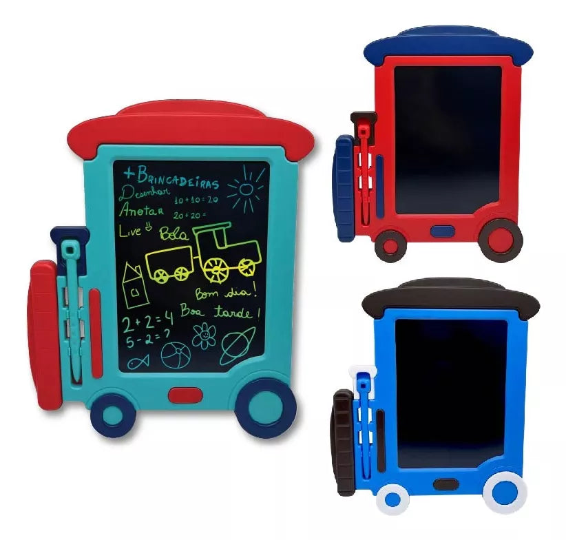 “lousa educativa LCD com botão de apagar para uma experiência interativa”