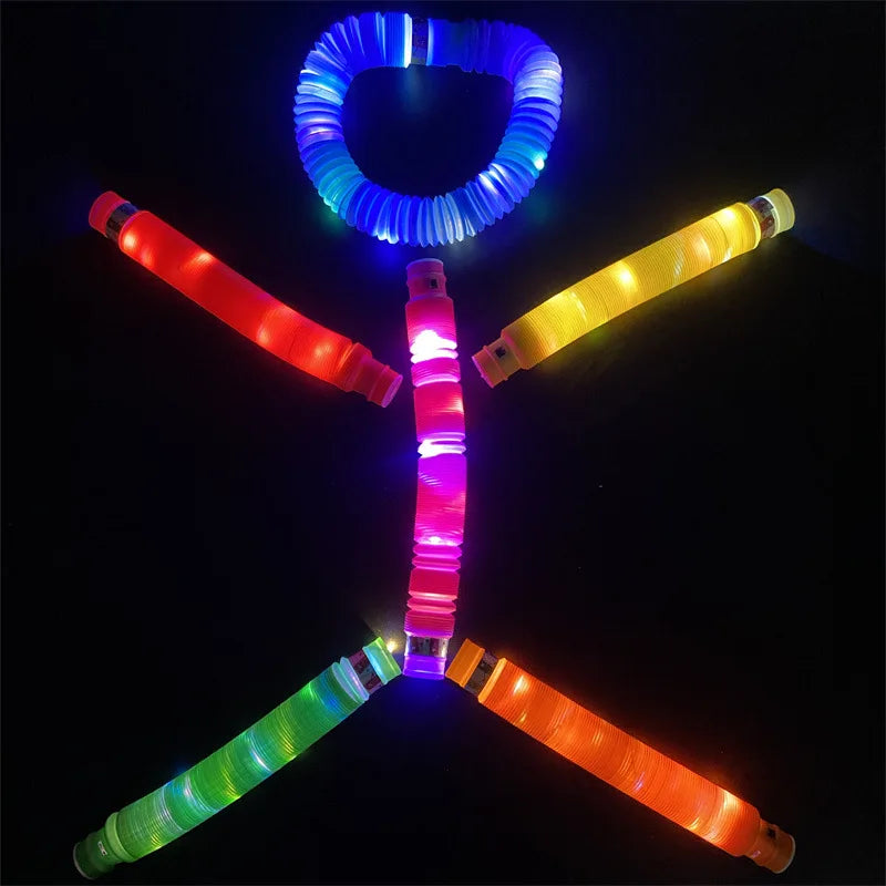 “Fidget Pop Tube com LED colorido para alívio do estresse e estímulo sensorial”
